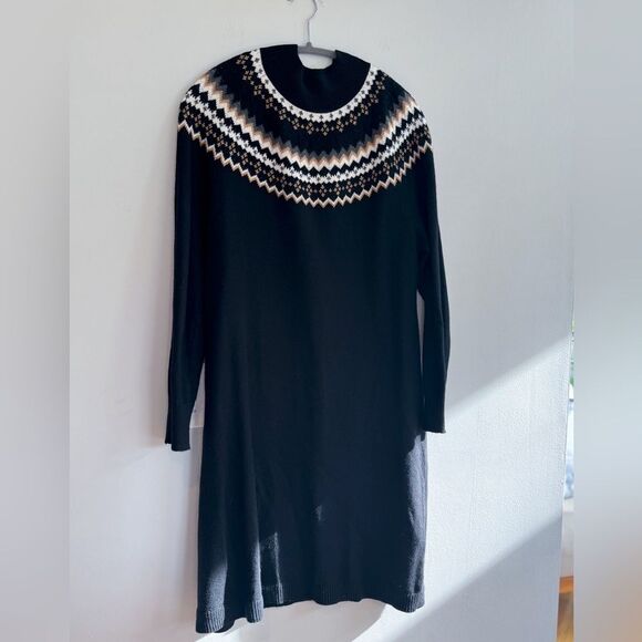 NWOT Talbots Fair Isle Black Sweater Dress - Picture 2 of 5